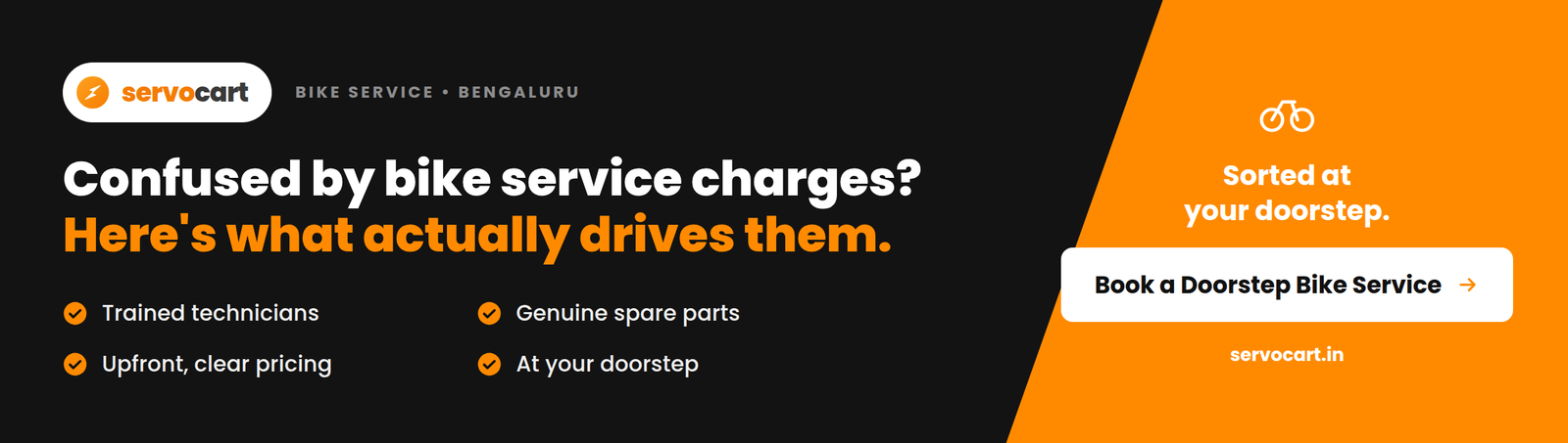 Doorstep Bike Service Charges Explained: What Bangalore Riders Actually Pay in 2026 Mechanic explaining an itemized bike service charges quote to a rider in Bengaluru
