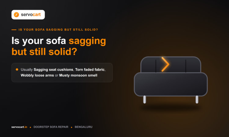 Reupholstered sofa frame during a professional sofa refurbish near me service in a Bengaluru home