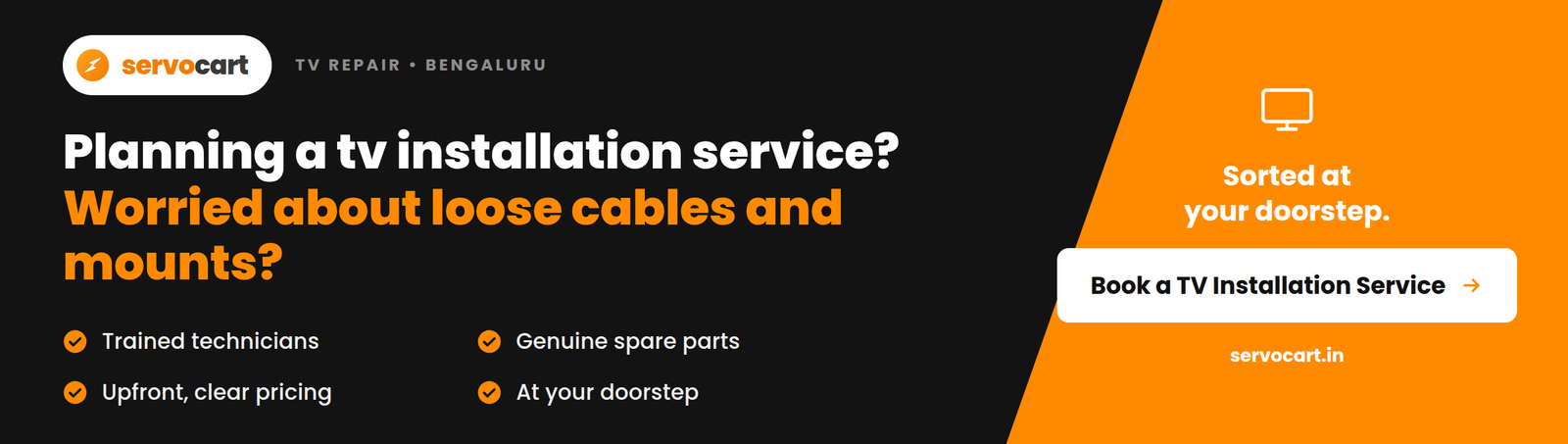 TV Installation Service in Bangalore: Brackets, Soundbars and Cable Management Soundbar mounted below a wall hung TV with cables tucked into a raceway