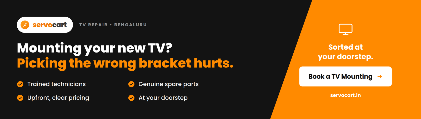 TV Mounting Service in Bangalore: Fixed, Tilt or Full-Motion Brackets? Comparison diagram showing fixed, tilt and full-motion TV wall mount brackets side by side with labelled angles