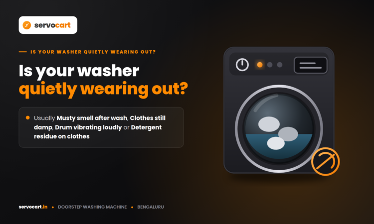 Technician performing automatic washing machine service at a Bengaluru home